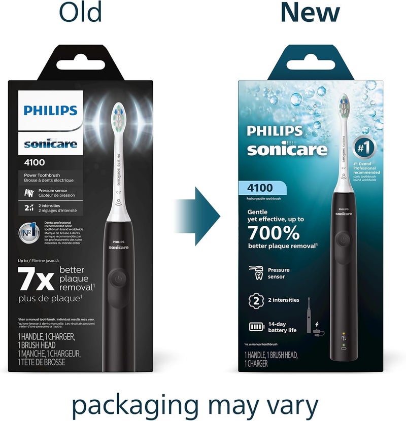 Philips 4100 Power Toothbrush, Rechargeable Electric Toothbrush with Pressure Sensor, Black - Image 2